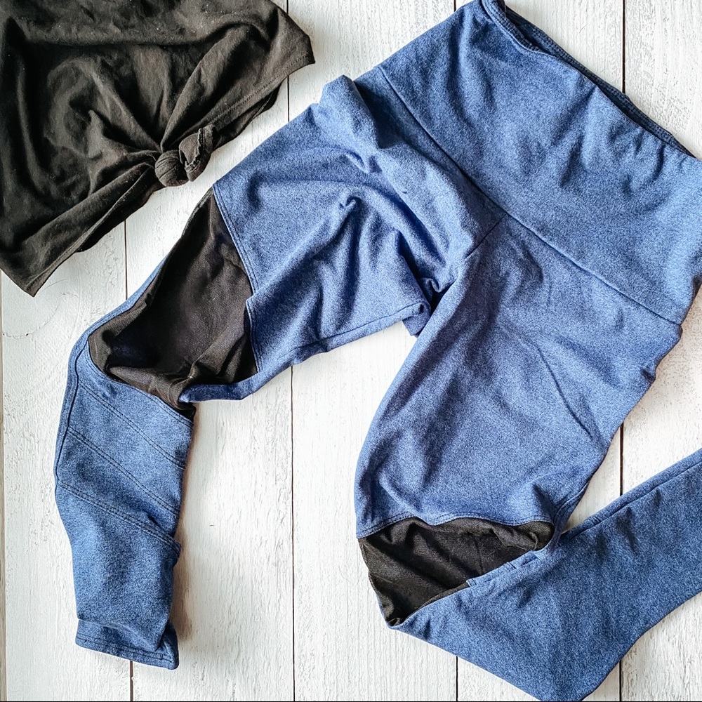 Onzie Blue Mesh Knee Leggings